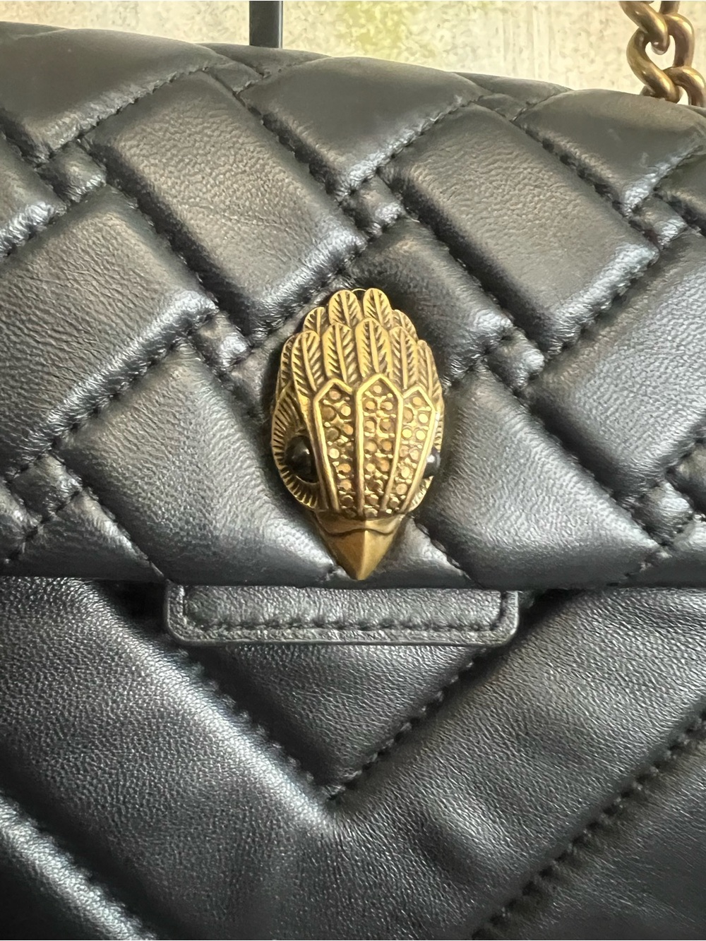 Kurt Geiger Kensington Black Quilted Shoulder Bag with Gold Chain - Picture 3 of 14